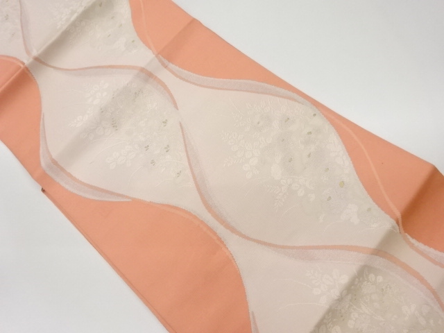 立涌に萩・桔梗・万寿菊模様織出し名古屋帯